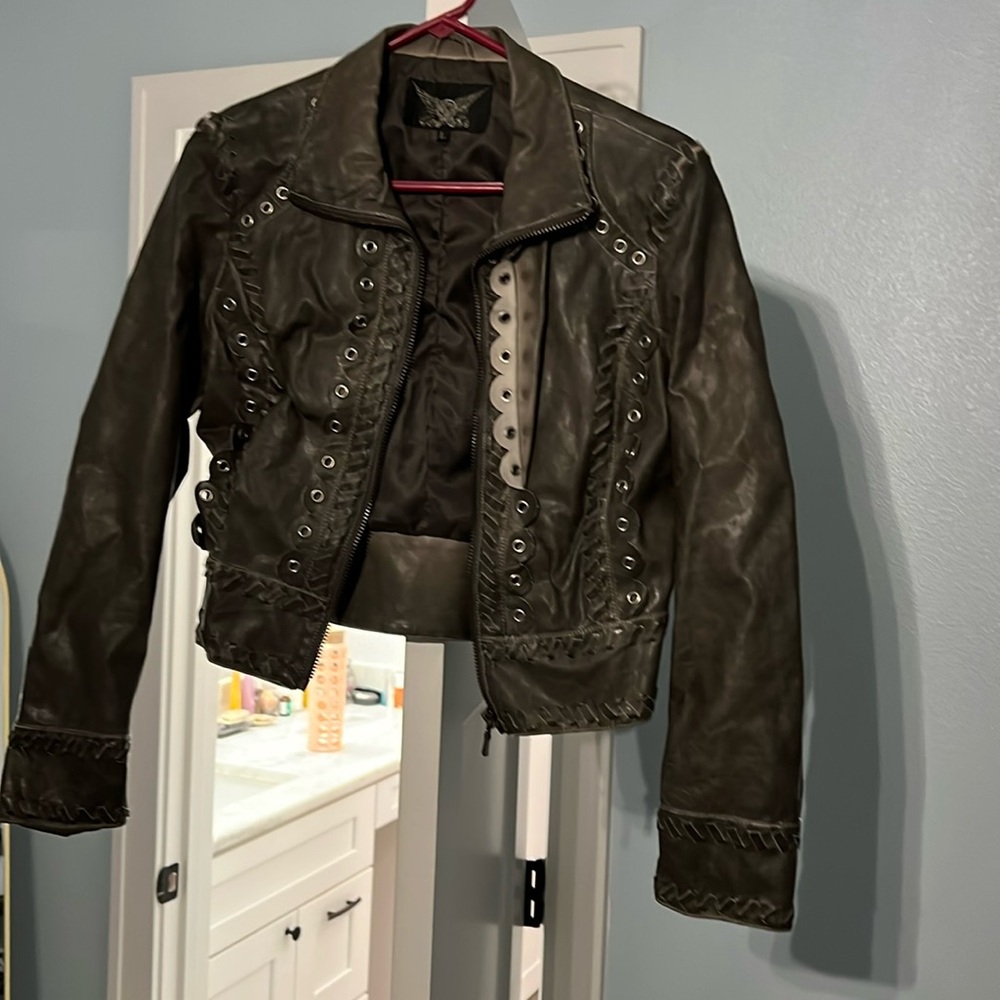 Grey leather jacket
